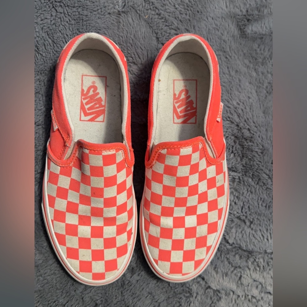 Slip-On white & orange checkerboard